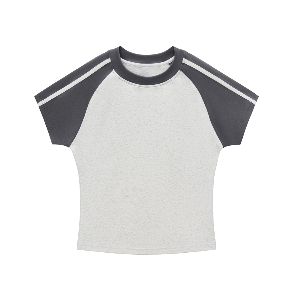 Contrast Stripes Bodycon Raglan  Sleeve T-Shirt