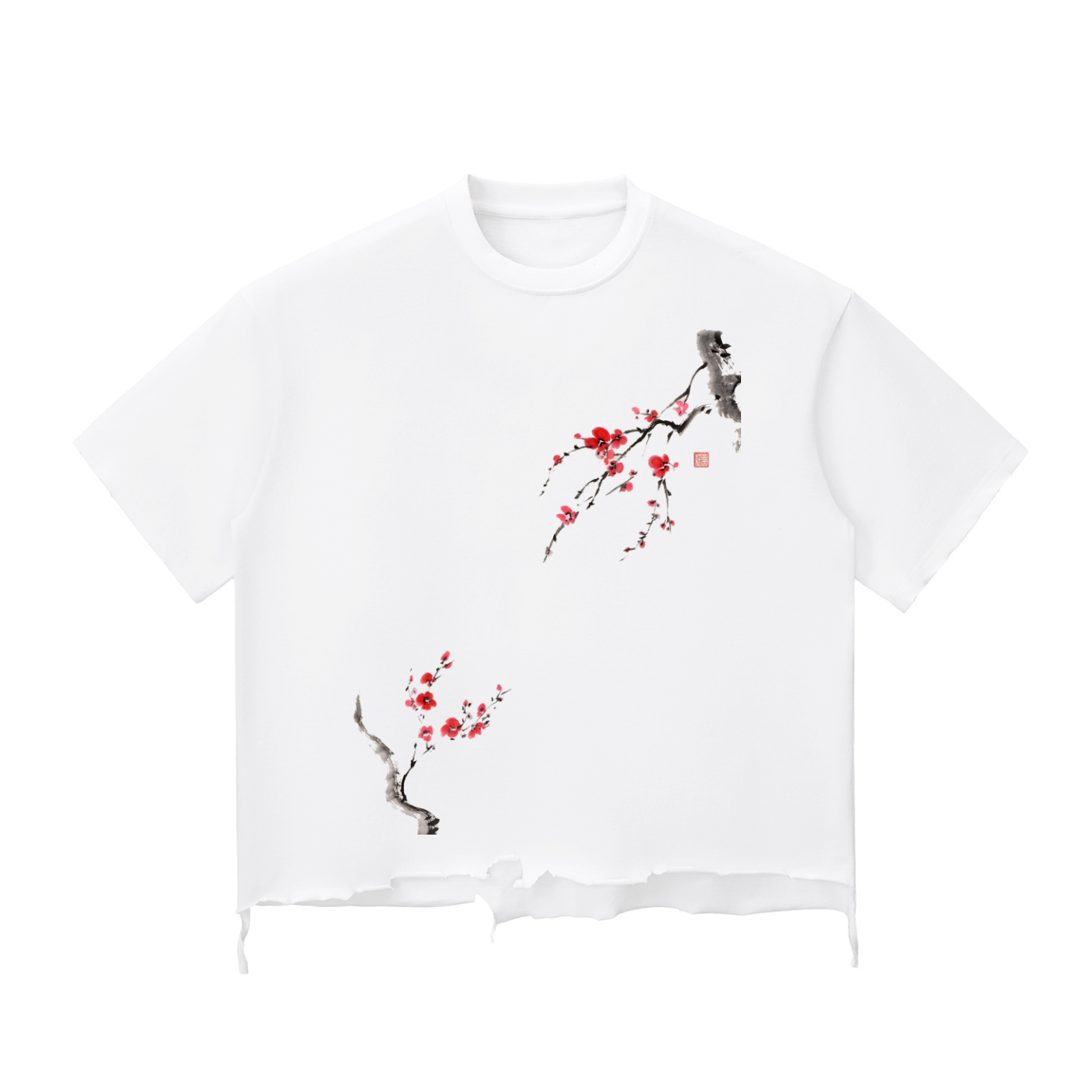 Snow Wash Raw-Hem Boxy T-shirt