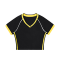 Contrast Trim V-Neck Crop T-Shirt