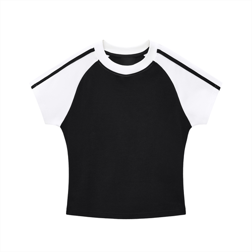 Contrast Stripes Bodycon Raglan  Sleeve T-Shirt