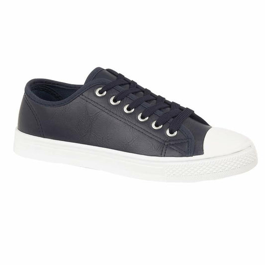 Ladies Lace up Casual Retro Faux Leather Deck Plimsolls Gym Trainers Pumps Shoes