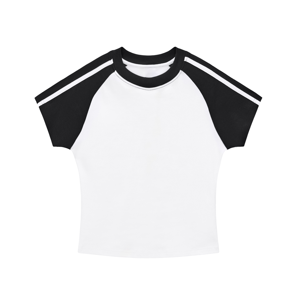 Contrast Stripes Bodycon Raglan  Sleeve T-Shirt