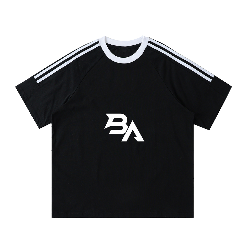 Contrast Tape Crewneck Cotton T-Shirt