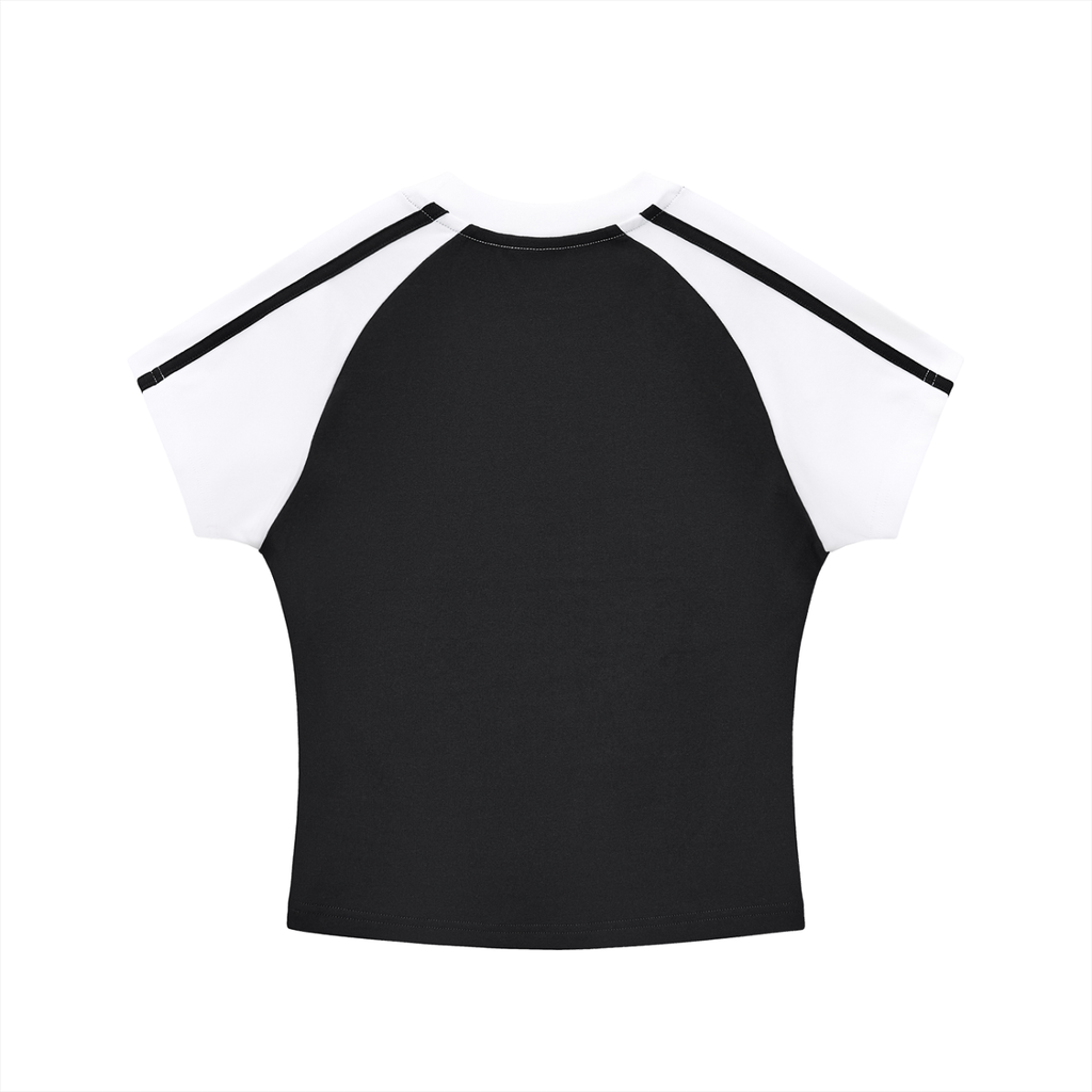 Contrast Stripes Bodycon Raglan  Sleeve T-Shirt