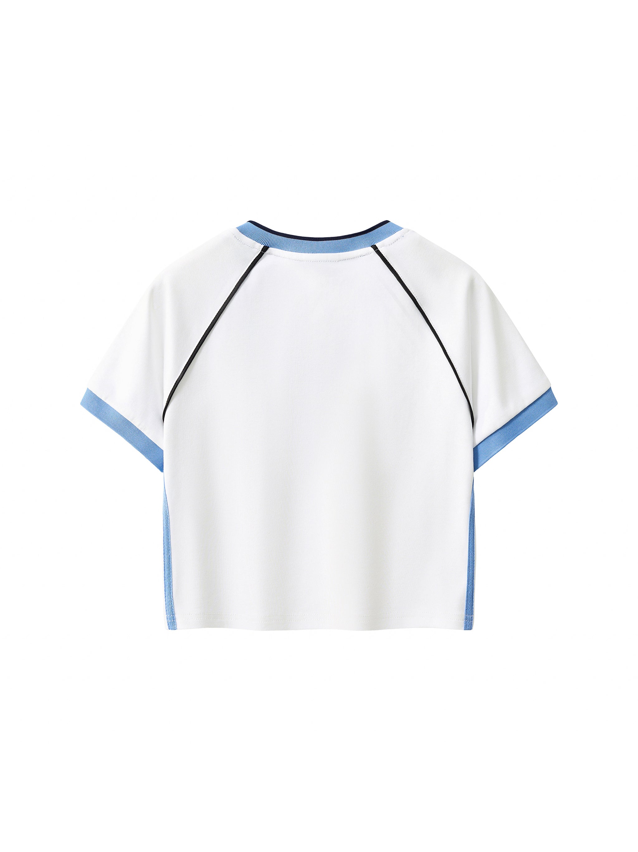 Contrast Trim V-Neck Crop T-Shirt